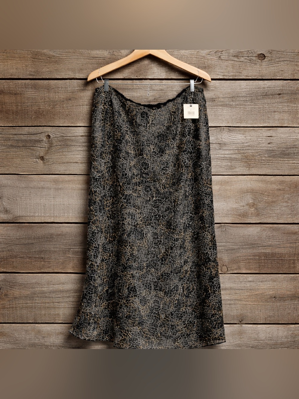 George Woman Size 24W Career Essentials Polyester Paisley Black Tan White Skirt